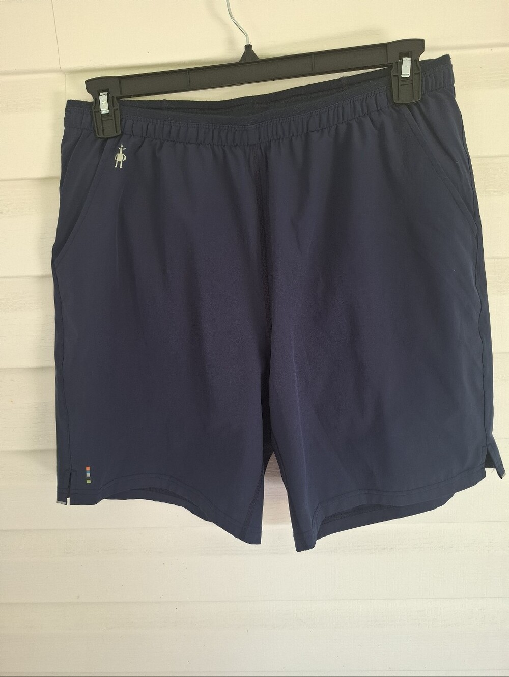 Men's Smartwool Running Shorts Large Blue with Reflective safety trim
